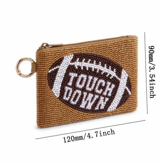 WSBDENLK Beaded Football Pattern Handbag for Women, Handmade Seed Bead Purse Cute Game Day Handbag
