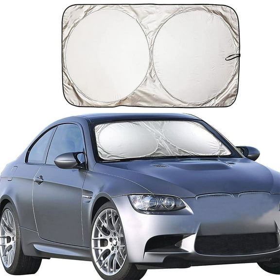 WSBDENLK Car Sun Shades for Front Car Black-Out Curtains Coated Cloth Double Memory Steel Ring Car Curtains Reflector Block with Storage Bag Car Shade Front Windshield Parasol Para Parabrisas