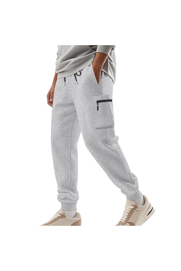 Cargo Pants for Men Breathable Exercise Draw Rope Waist Multiple Pockets Zipper Cargo Pants Bind The Feet Pants