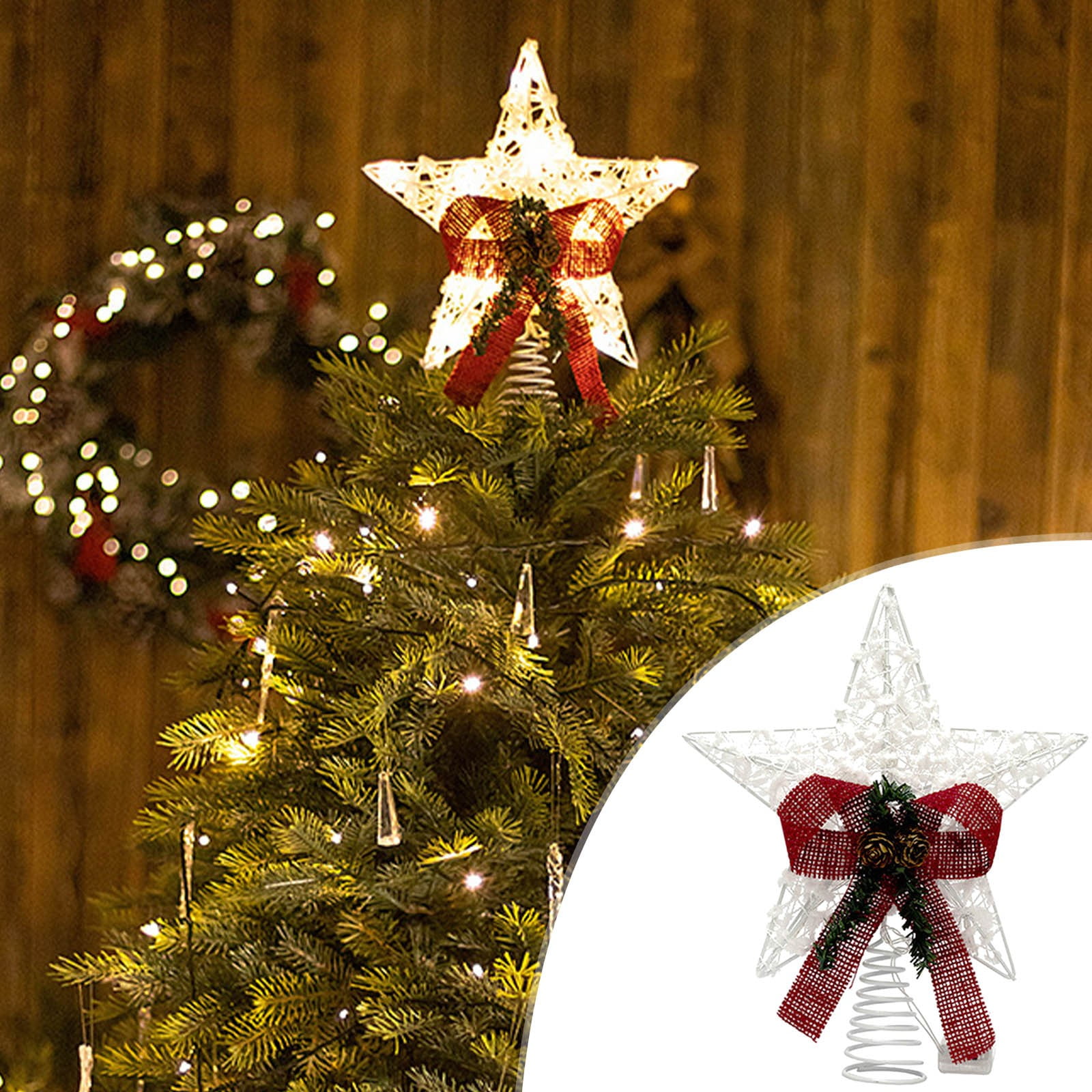 WSBDENLK Christmas Star Tree Topper, Lighted Christmas Tree Topper