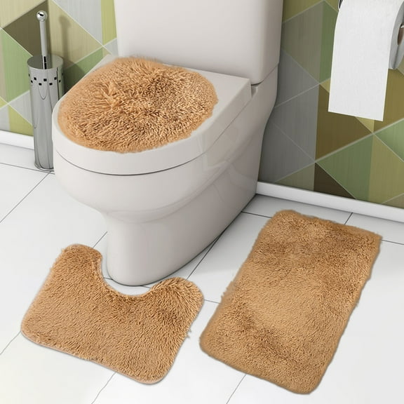WSBDENLK Rugs 3-Piece Bathroom Carpet, Super Soft Non Slip Bathtub Carpet and Absorbent Bath Mat, Bathroom Carpet, Plush Bath Mat for Bathroom Rug Sets