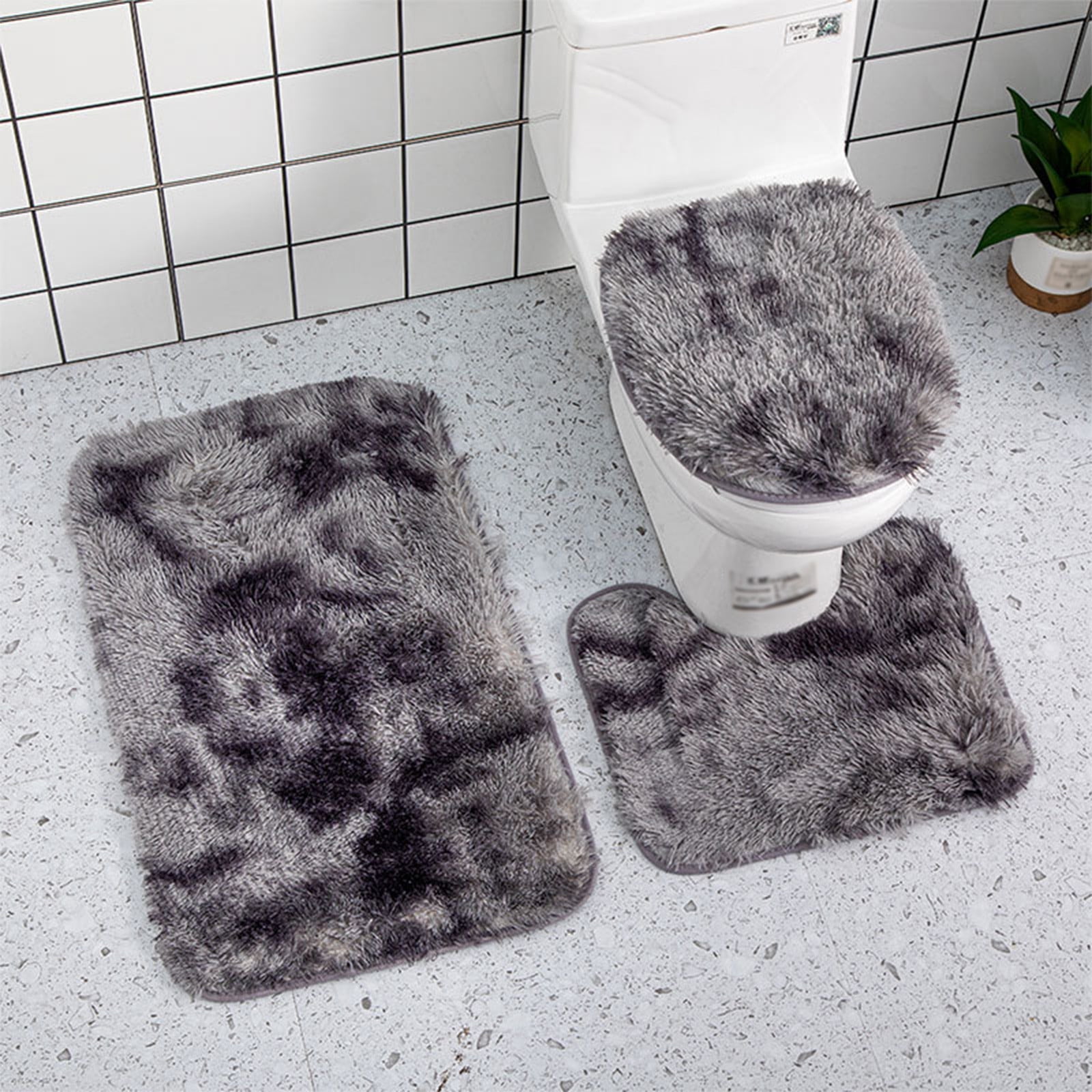 WSBDENLK NonSlip 3Piece Bathroom Rug Set with Entrance Door Mat