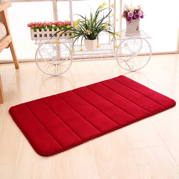 WSBDENLK Rugs Memory Foam Mat Absorbent Slip-Resistant Pad Bathroom Shower Bath Mats Red