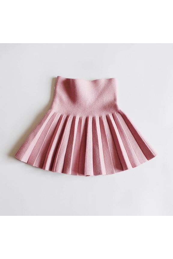 Girls Solid Knit Flannel A-Line Skirt Pleated School Uniform Skirt Elastic Waist Christmas Outfits