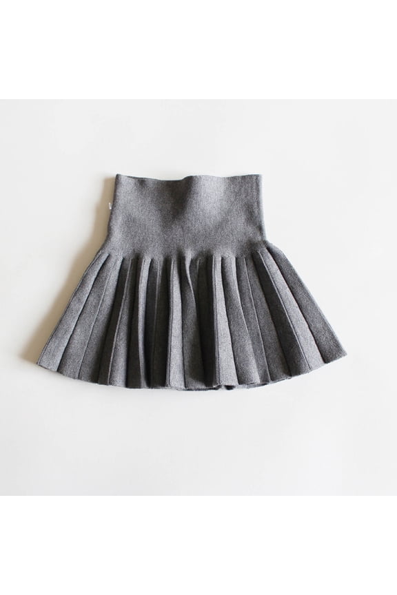 Girls Solid Knit Flannel A-Line Skirt Pleated School Uniform Skirt Elastic Waist Christmas Outfits