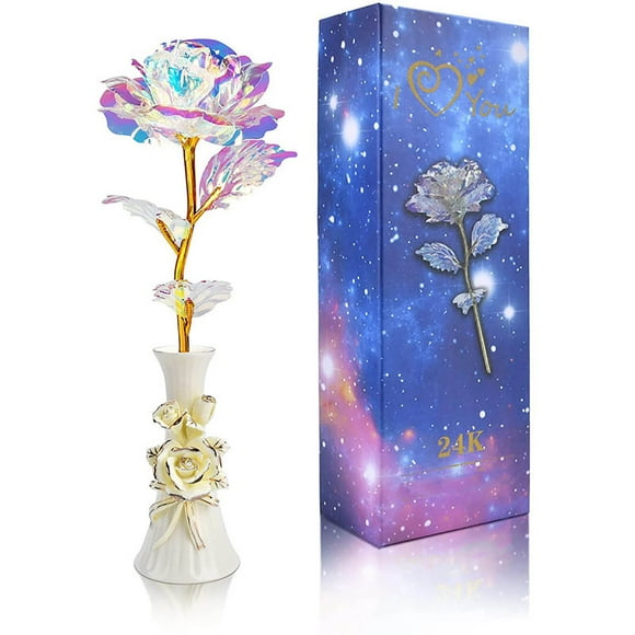 WSBDENLK Gold Dipped Rose, Long Stem 24K Gold Dipped Real Rose Lasted forever with Stand, Gifts for Mom, Mothers-Day Anniversary Gifts for Her Mothers Day Gifts Artificial Flowers Clearance
