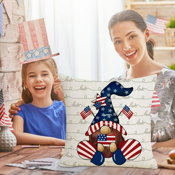WSBDENLK Independence Day Print Pillowcase Linen Sofa Cushion Cover Home Decor Cushion Cover Family Pillowcase Independence Day Pillow Case Decorative Pillow Covers