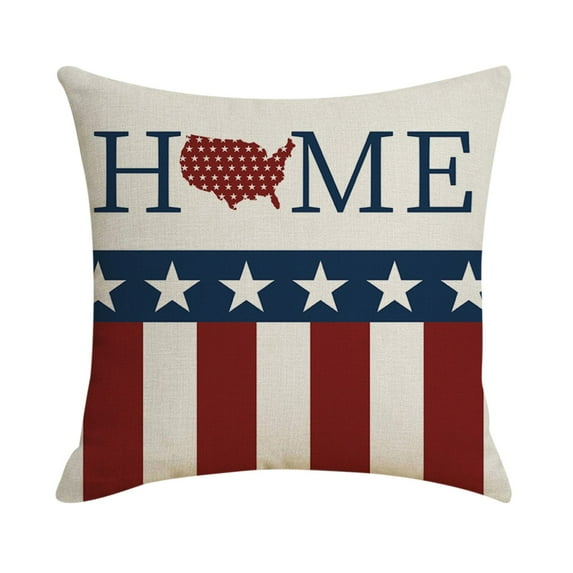 WSBDENLK Independence Day Throw Pillow Cover Patriotic Stars and Stripes Flag Design Decorative Cushion Case for Sofa Bed Living Room Home Decor 18x18 Inch