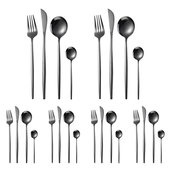 WSBDENLK Kitchen Supplies 24 Piece Stainless Steel Cutlery Set for 6 People Including Spoon Knife and fork Polish