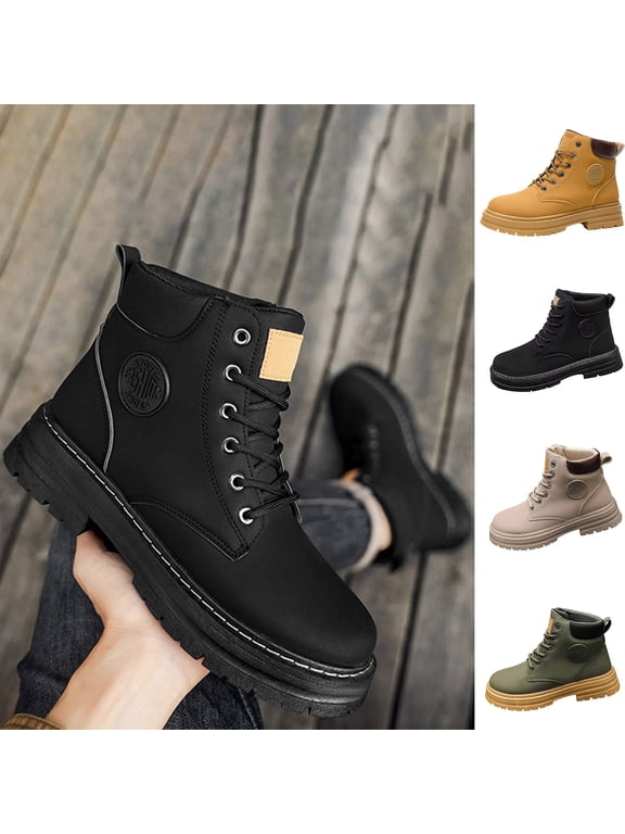 Men's Ankle Boots Plus-Size Round Toe Lace-Up Comfortable Boots