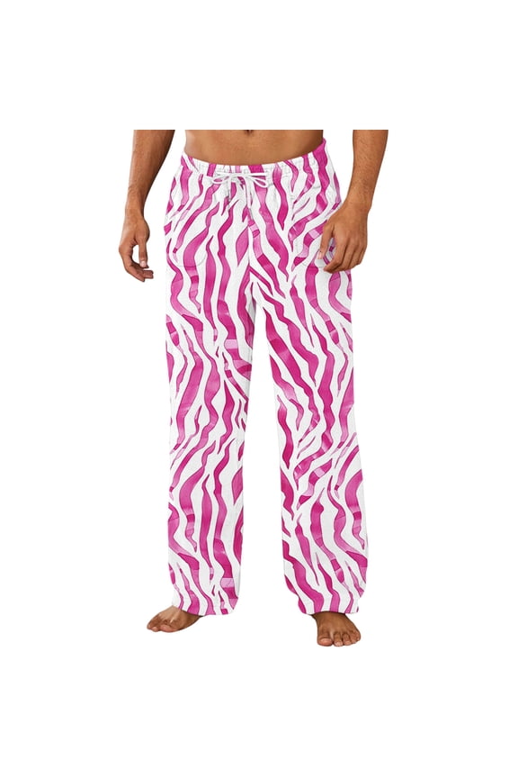 Men's Pants Men's Casual Fashion Brushed Warmth Home Pocket Elastic Waist Long Pan Christmas Xmas