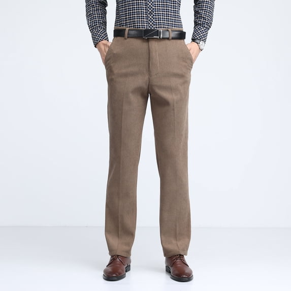 WSBDENLK Men's Solid Corduroy Button Zipper High Waist Pocket Trousers Long Pants