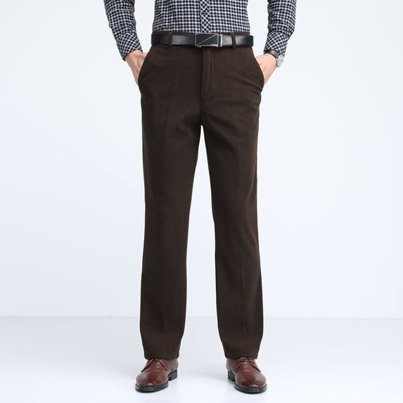 WSBDENLK Men's Solid Corduroy Button Zipper High Waist Pocket Trousers Long Pants