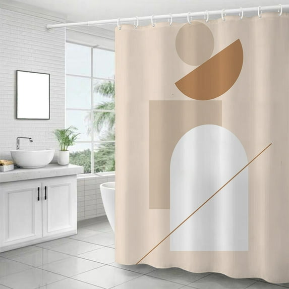 WSBDENLK Retro Style Boho Mid Century Modern Bathroom Curtain Abstract Shower Curtain Modern Minimalistic Home Bathtubs Bathroom Curtain with 12 Hooks, 70" x 70"