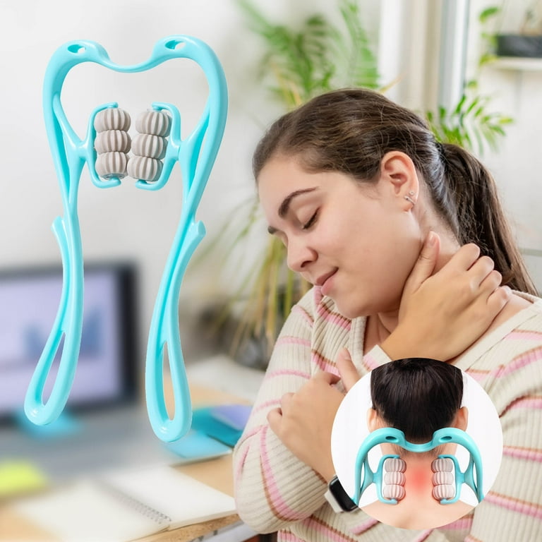 WSBDENLK Rollback and Clearance Cervical Massager Neck Clamping Massage Tool Six Wheel Neck Kneading Massager Manual Multifunctional Household