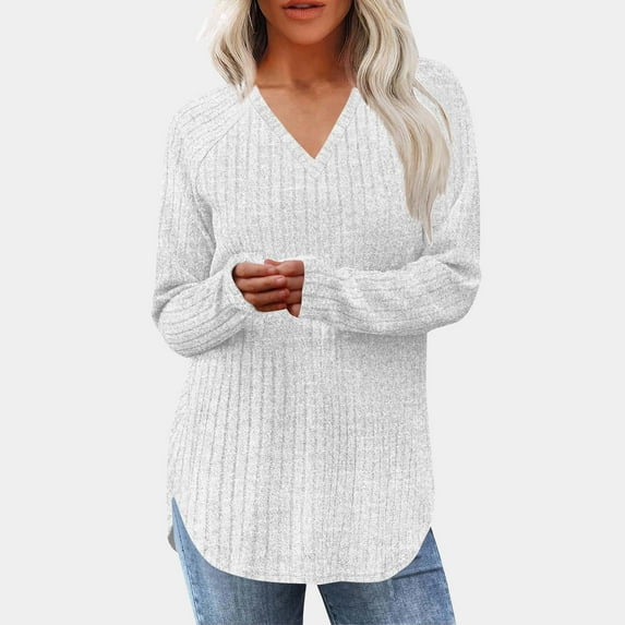 WSBDENLK Shirts for Women V Neck Summer Womens Tops Dressy Casual Blouses Tee Hem Slit Loose T-shirt Top Button Blouses White XXL(XXL)