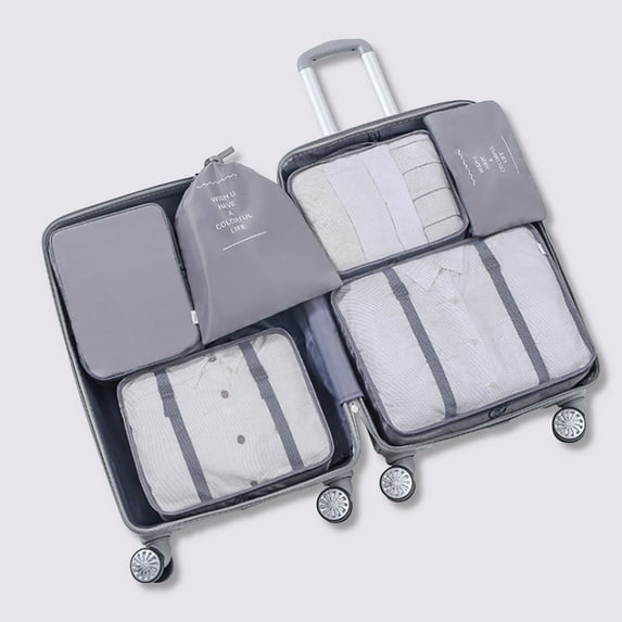 WSBDENLK Storage Bins Clearance 6 Sets of Packaging, Travel Luggage Organizer with Laundry Bag and Shoe Bag , Luggage Packing Travel Accessories , Clothing Bag Shoe Bag Lingerie Bag Rollbacks