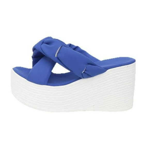 WSBDENLK Summer Beach Sandals Comfortable Beach Sandals for Women Bow Thick Bottom Wedge Heel Flip Flops Sandals