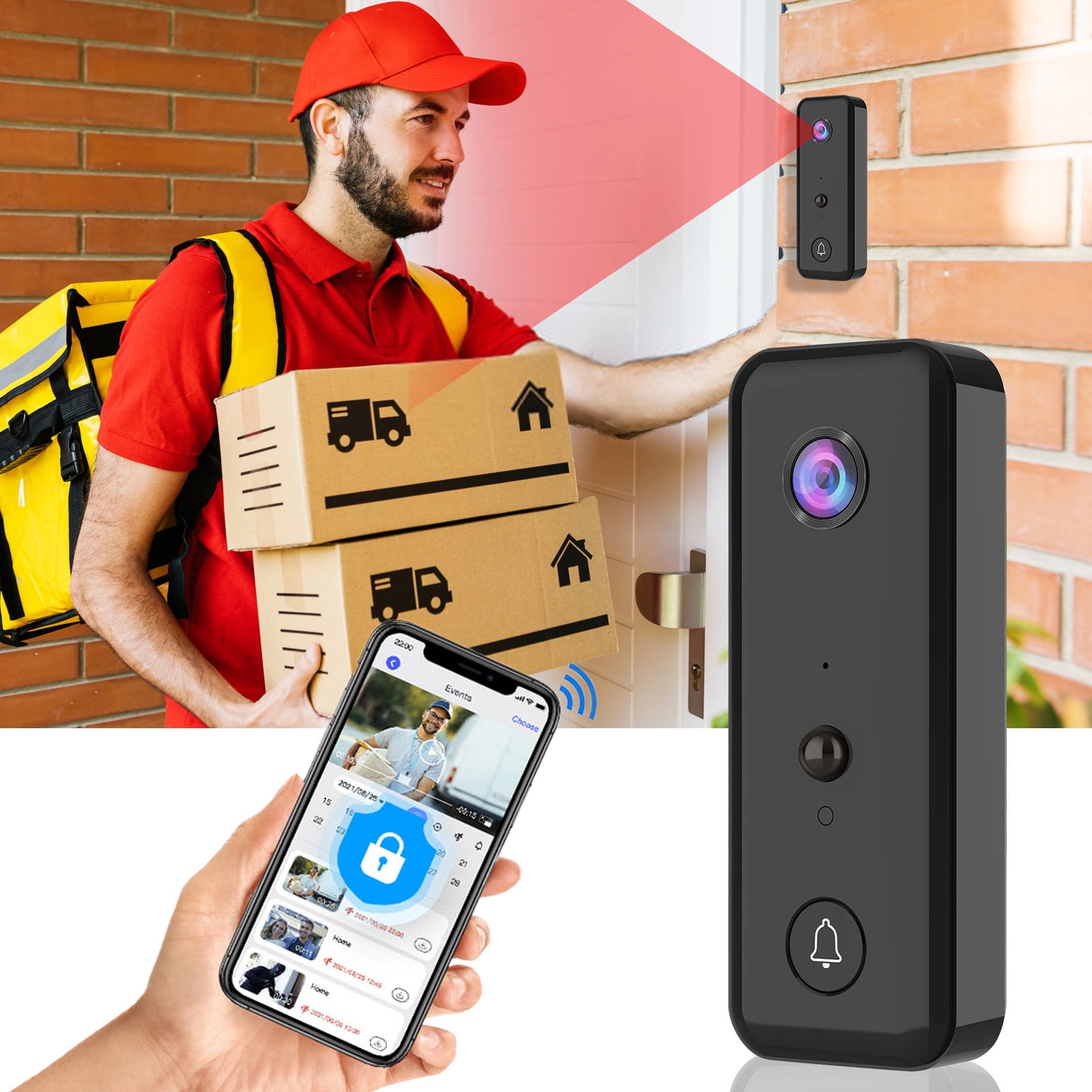 WSBDENLK V5 Low Power Wifi Doorbell Wireless Doorbell Visual Doorbell Remote Doorbell