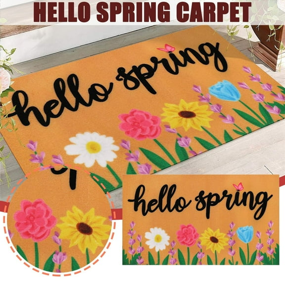 WSBDENLK Welcome Mats for Front Door Welcoming Spring Decoration Door Mat Anti-Slip Bottom Indoor Outdoor for Outdoor
