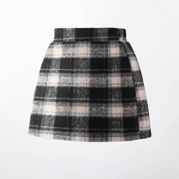 WSBDENLK Winter Girls' Woolen Half Skirt High Waist Stylish and Versatile Children's A-line Short Skirt Christmas Outfits