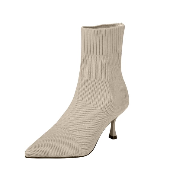 WSBDENLK Women's Ankle Boots Solid Color Pointed Toe High Heels Ankle Boots