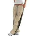 thumbnail image 1 of WSBDENLK Women's Casual Sports Drawstring High Waist Side Striped Loose Wide Leg Pants with Pockets, 1 of 7