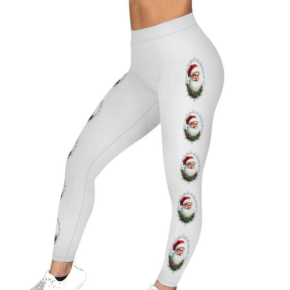 WSBDENLK Women's Christmas Print Leggings Sports Fitness Pants Solid Colored Casual Tight Fitting Tight Peach Hip Yoga Pants Stretch Pants