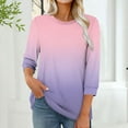 thumbnail image 1 of WSBDENLK Womens 3/4 Length Sleeve Tops Summer Tee T-Shirts Solid Color Round Neck Tunic Blouses Fall Winter Clothes Pink S(S), 1 of 6