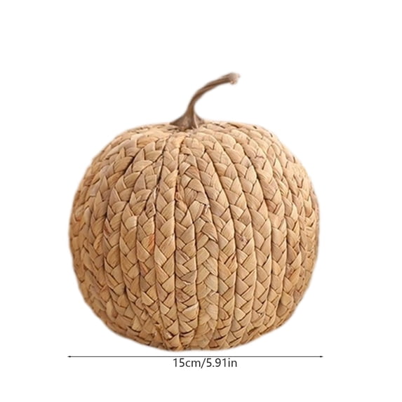 WSBDENLK Woven Rattan Pumpkin, Handmade Natural Fall Harvest Decor for Halloween Thanksgiving, Rustic Table Centerpiece for Home Mantel Shelf