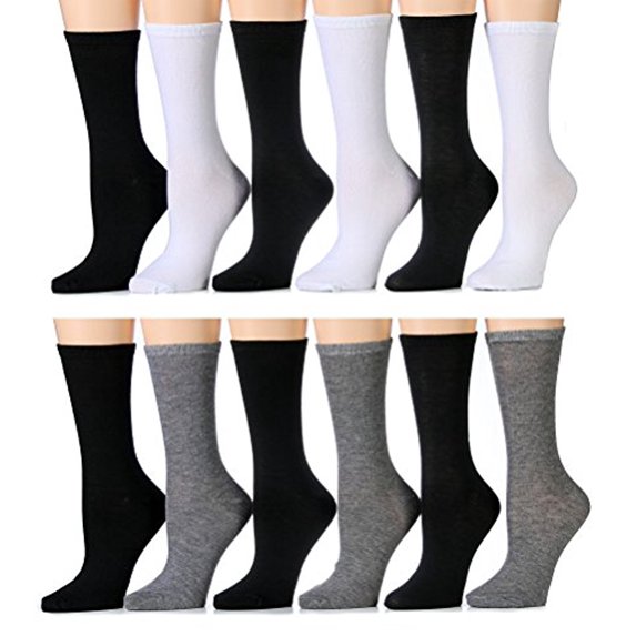 WSD Womens Value Pack Printed Crew Socks Many Colors, Soft Touch Fun Prints (Pack I)