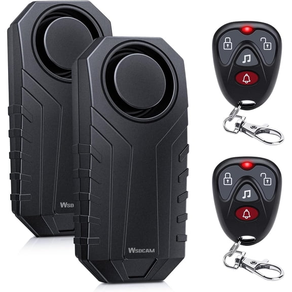 WSDCAM 113dB Loud Anti Theft Vibration Sensor Alarm Systems for Electric Bike Motorcycle Golf Car Trailer Mailbox Garage Door Waterproof Home Security Bike Accessories Bike Alarm with Remote (2pack)