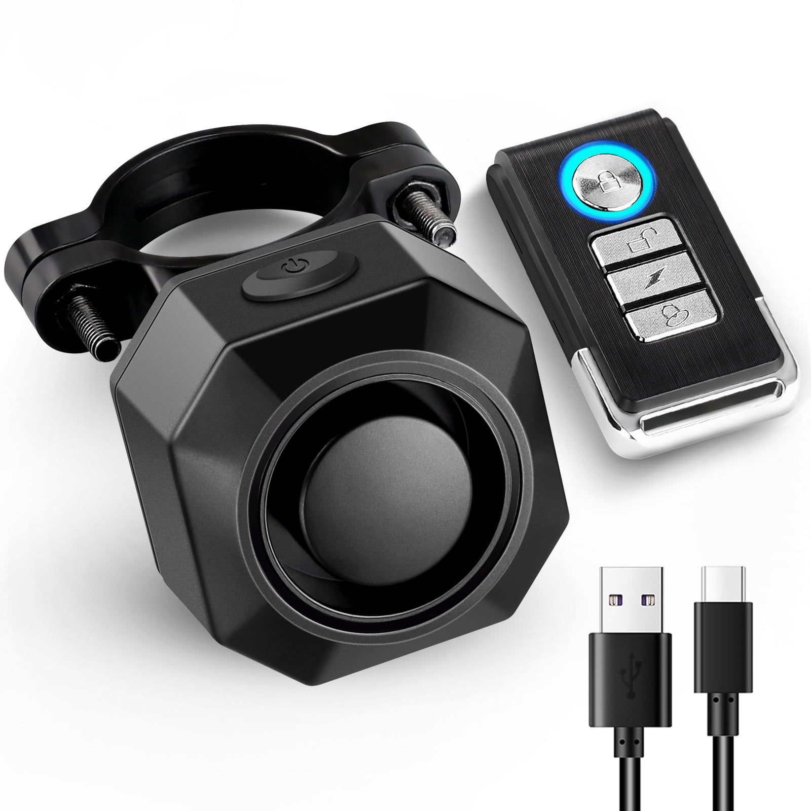 WSDCAM USB Rechargeable Bike Alarm with Remote, 110dB Loud Wireless Vibration Motion Sensor Vehicle Security Alarm System Waterproof Bicycle Trailer Motorcycle Alarm