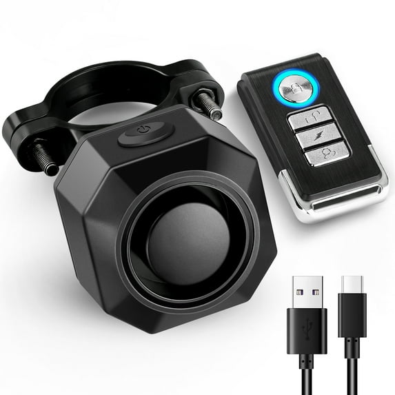 WSDCAM USB Rechargeable Bike Alarm with Remote, 110dB Loud Wireless Vibration Motion Sensor Vehicle Security Alarm System Waterproof Bicycle Trailer Motorcycle Alarm