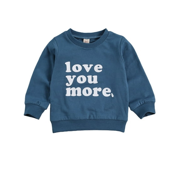 WSEVYPO Toddler Baby Boy Girl Crewneck Sweatshirt Top, Infant Love You More Shirt, Unisex Baby Valentine 's Day Clothes
