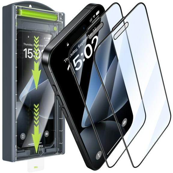 WSKEN for iPhone 14 Pro Max 6.7 inch Screen Protector,[Zero Bubble] [Full Coverage] Diamond HD Tempered Glass ,2 Pack