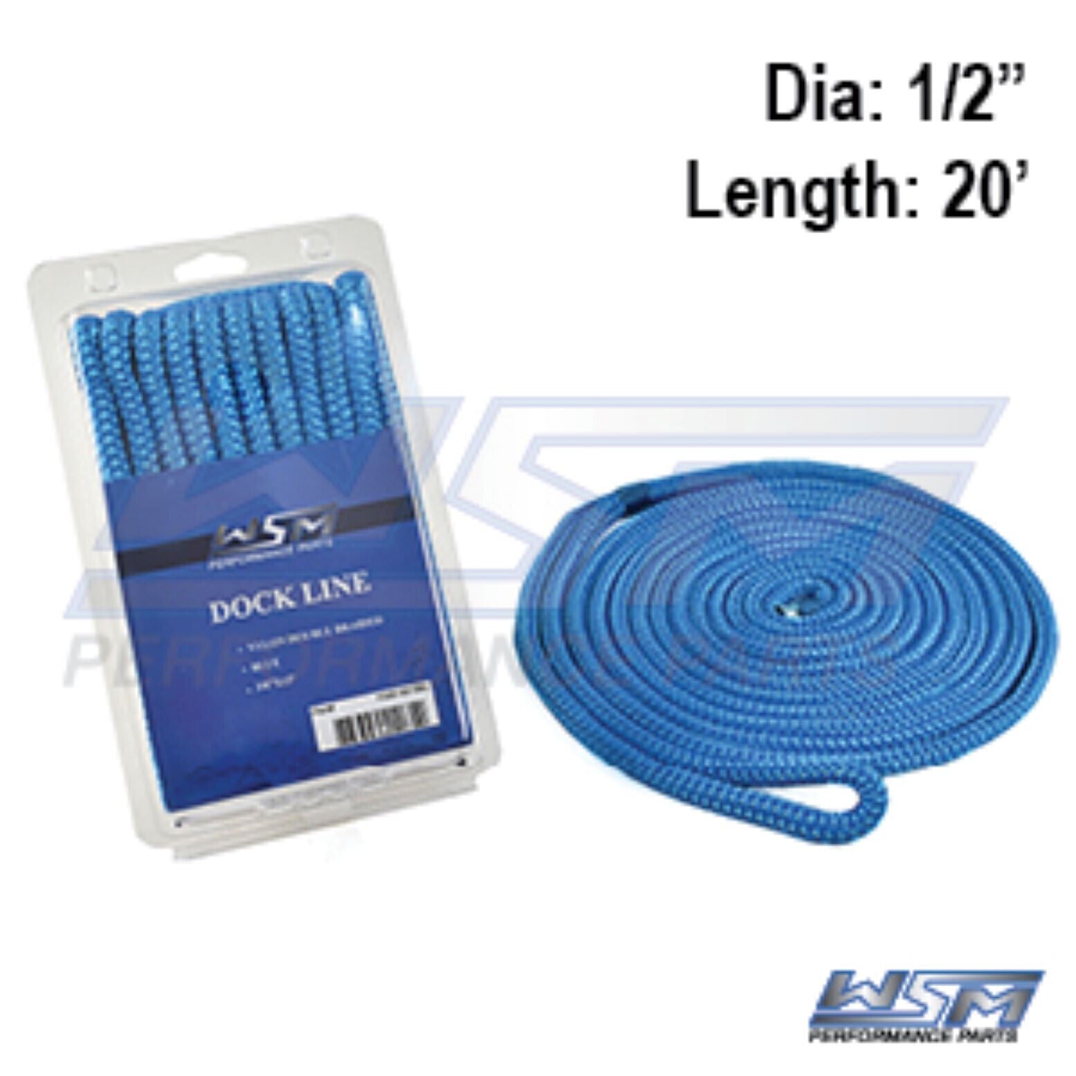 WSM Dock Line 1/2'' x 20' Nylon Blue - 1000-1220BL - Walmart Business ...
