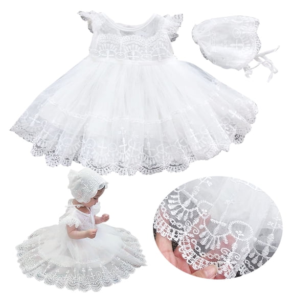 WSMEA Dresses for Girls Dance Baptism Lace O Neck Ruffled Sleeve Star Sun Dress