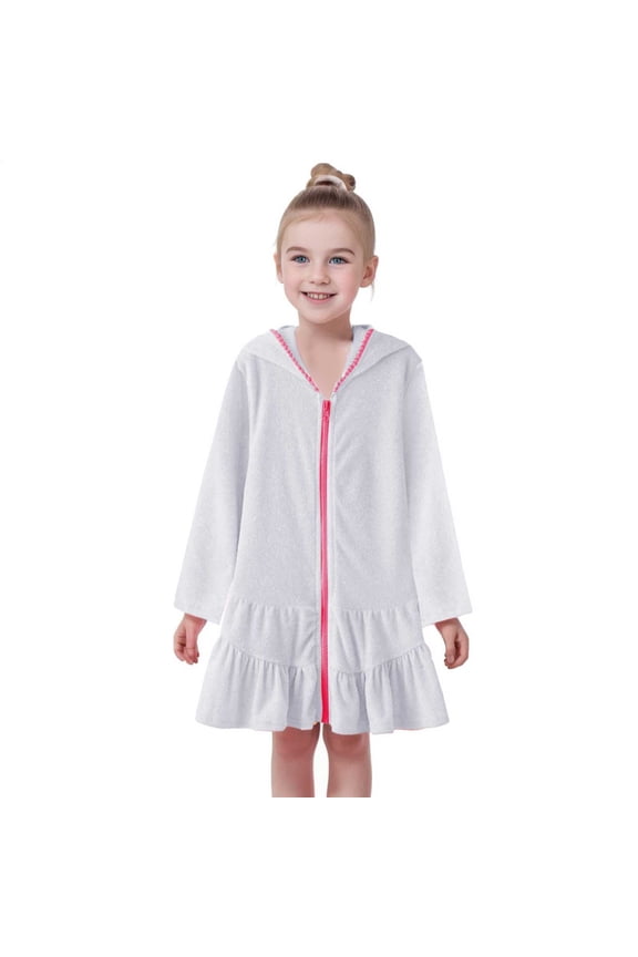 Dresses for Girls Dance Child Swim Cover Up Swimsuit Coverup Zip Up Beach Bathing Suit Absorbent Bathrobe Beach Sun Dress
