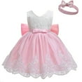 thumbnail image 1 of WSMEA Dresses for Girls Formal Lace Bowknot Wedding Formal Tutu Headband Set Dress, 1 of 2