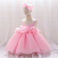 thumbnail image 1 of WSMEA Girls Dresses Casual Party Sleeveless Solid Color Flower Birthday Party With Headband Skater Sun Dress, 1 of 3