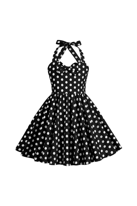 Girls Dresses Casual Polka Dot Halterneck Dress