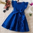thumbnail image 1 of WSMEA Girls Dresses Formal Fly Sleeve Solid Bowknot Size 6 Sun Dress, 1 of 4