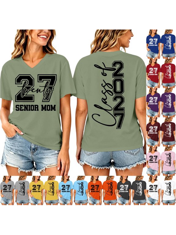 Womens Clothing Top V-Neck Pullover Short Sleeve Basic Trendy Baggy Fall