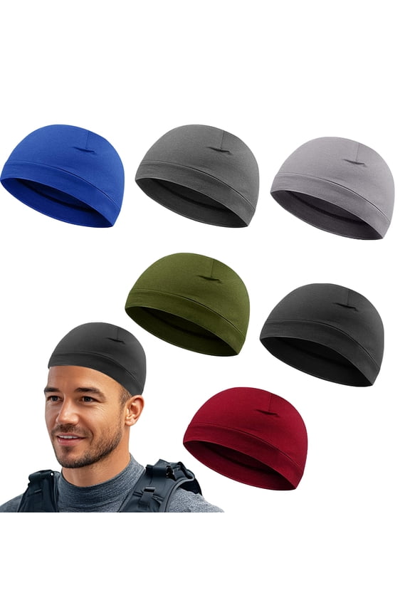 6 Pieces Men Skull Caps Cotton Beanies Sleep Hats Multifunctional Helmet Liner Cap for Men and Women