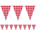 thumbnail image 1 of WSNIJFU 98.4 Feet Large Plastic Red and White Checkered Pennant Banner Gingham Triangle Banner Red and White Banner for Picnic BBQ Birthday Christmas Party Decoration Supplies, 1 of 7