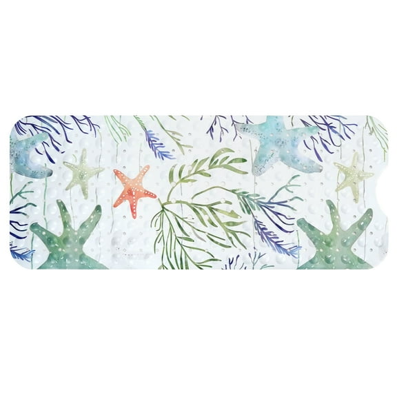 WSNIJFU Bathtub Mats 39''x16'' Cartoon Bath Tub Mat Non-Slip for Shower with Suction Cups and Drain Holes,Green