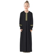 WSPLYSPJY Girls Islamic Kaftan Zipper Maxi Prayer Muslim Dresses Abaya