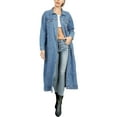 thumbnail image 1 of WSPLYSPJY Women Long Denim Jacket Jean Jacket Trench Coat Light Blue 3XL, 1 of 7
