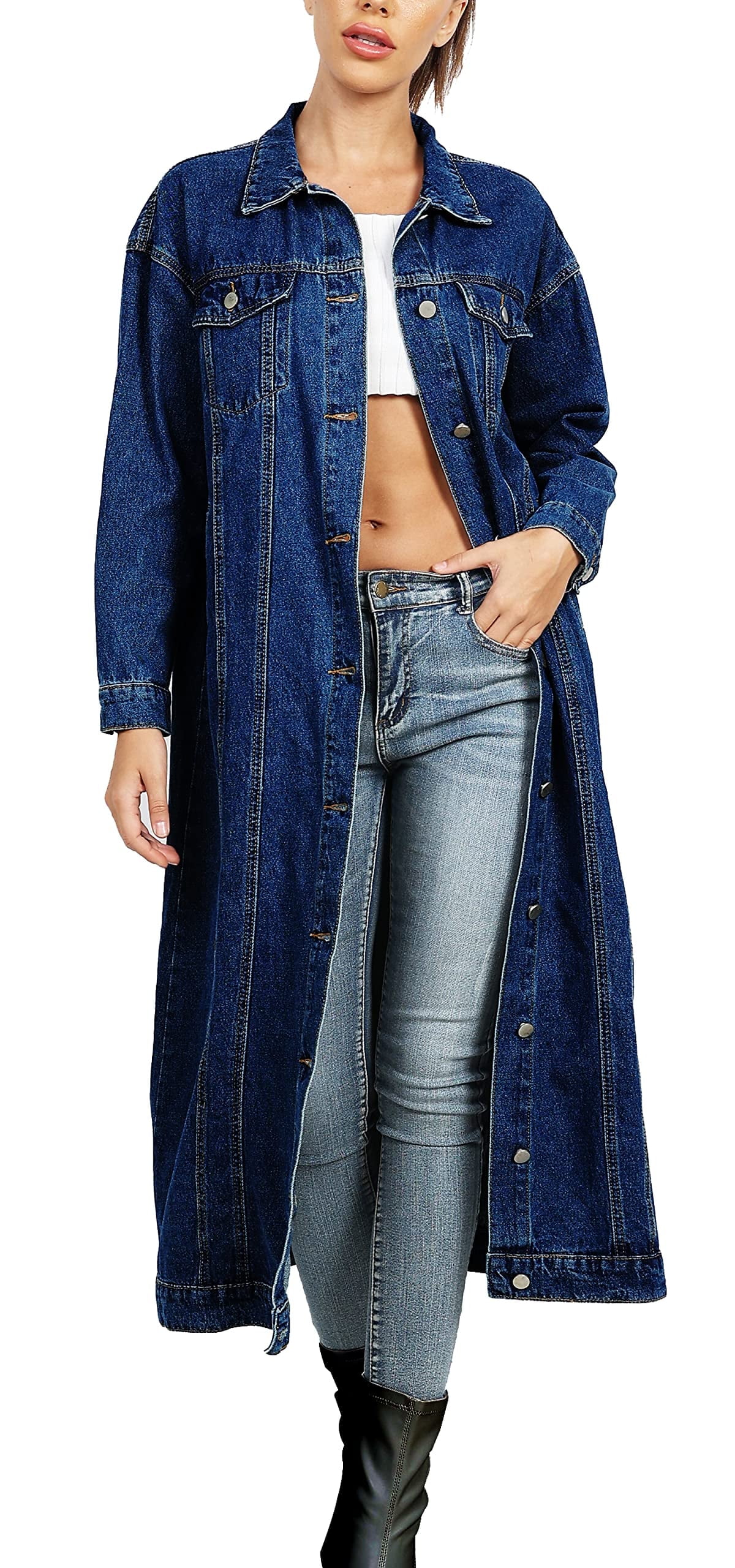【数量は多】 WSPLYSPJY Women Long Denim Jacket Jean Jacket Trench Coat ジャケット・アウター